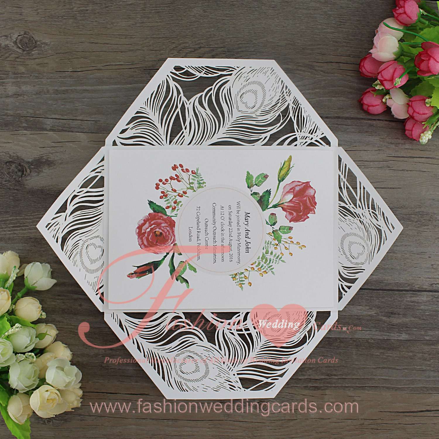 Peacock Laser Cut Stationary Wedding Invitation Ideas